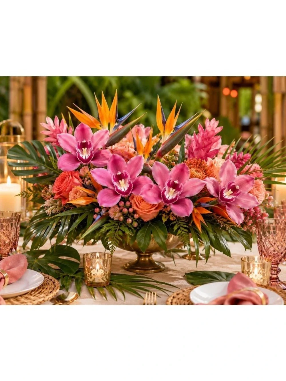Artificial Cymbidium Orchid Stems Soft Pink Rose Burgundy Faux Orchid Bouquet Re